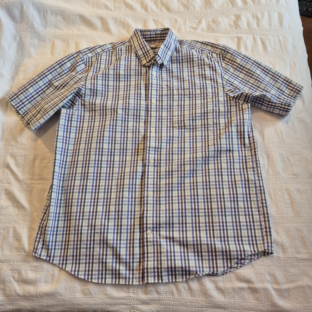 Duluth Trading Co Large plaid short sleeve button up shirt Relaxed Fit VGUC